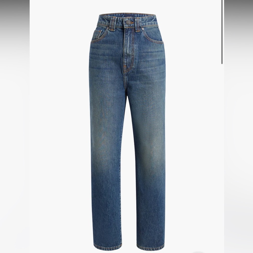 KHAITE Blue Straight-Leg Jeans with Vintage-Inspired Fading